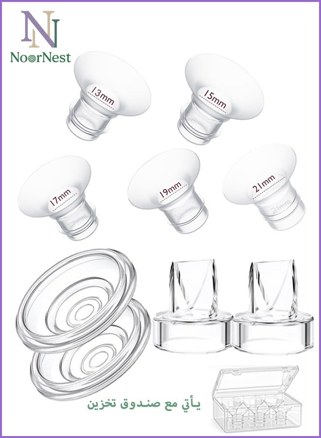 باربي الفيل قمع شفاط الحليب اقماع مضخة الحليب مقاس الحلمه  حشوة شفة لمضخة الثديقطع غيار شفاط الحليب ملحقات مضخة الثدي  ،صمام شفاط عبوة من 9 حشوات كهربائية لمضخة الثدي بمقاس 13/15/17/19/21 مم، متوافقة مع مضخة الثدي القابلة للارتداء Momcozy، صمام مضخة الثدي، حشوة شفة لمضخة الثدي من TSRETE/Spectra/Medela، دروع 24 مم، تتضمن غشاء سيليكون وصمام منقار البط، أجزاء مضخة الثدي - Image 1