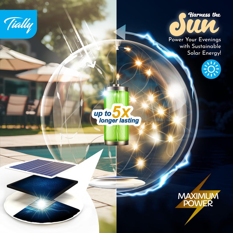 TIALLY Fairy Floating Pool Lights Solar Powered - 14" Inflatable Glow Balls for Pool, Solar Floating Lights for Pool, Floating Solar Pool Lights for Inground Pools, Pool Decorations Outdoor (4 Pack) - Image 3