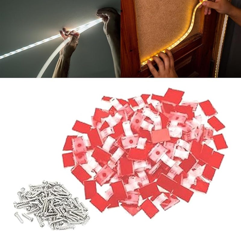 LED Strip Mounting Brackets 100Pcs Self Adhesive Wire Clips For Indoor Light Strips - Image 5