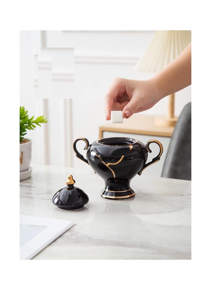 MARBLE Tea set with full gateau service, 30 pieces, black TS45830BG  - Image 4