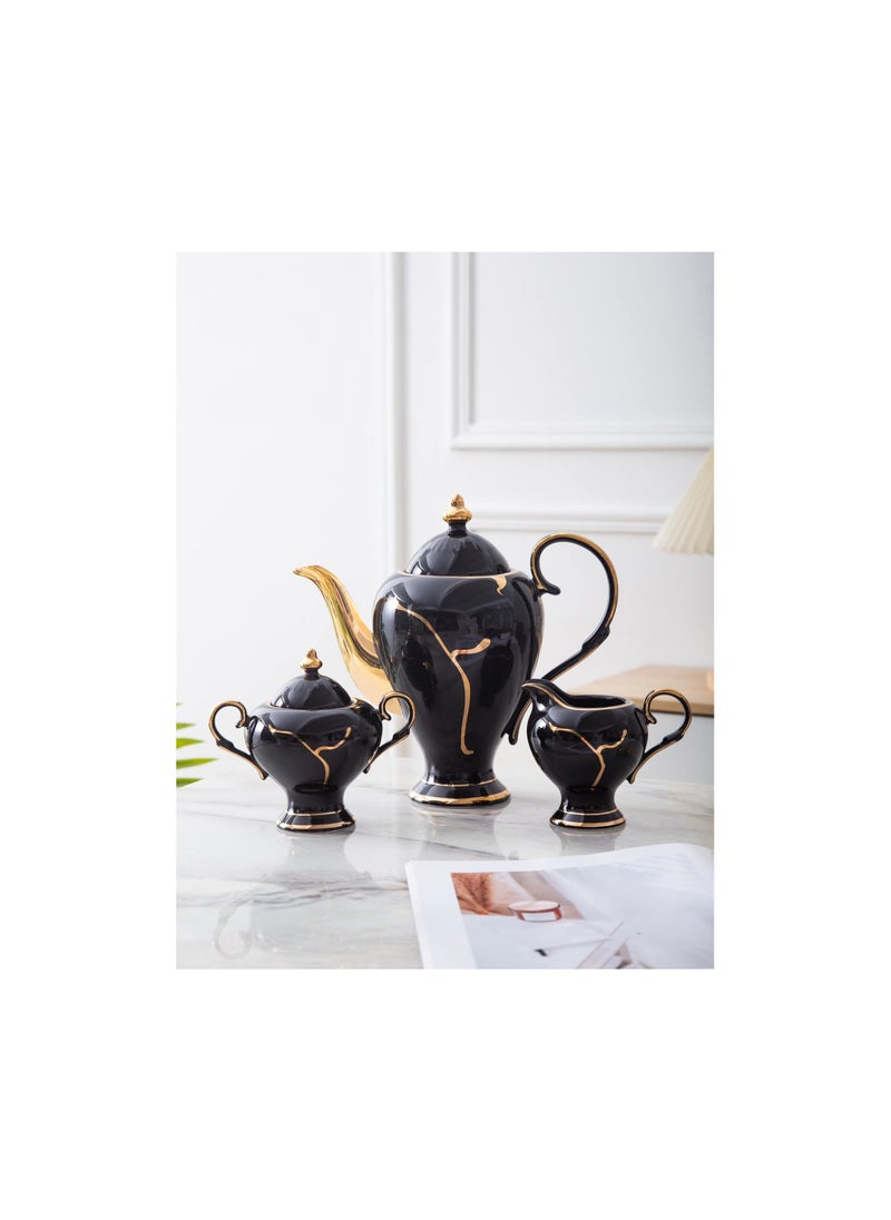 MARBLE Tea set with full gateau service, 30 pieces, black TS45830BG  - Image 3