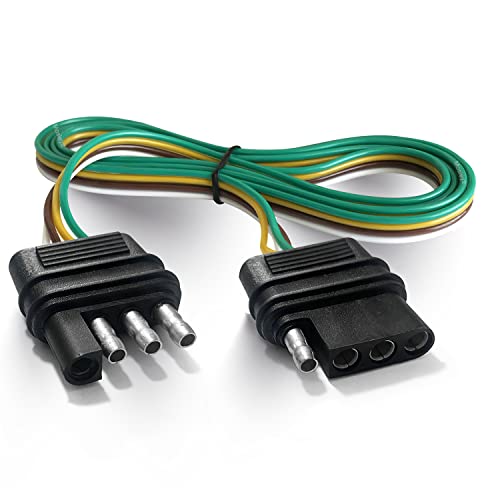 Mosleyz Trailer Wire Extension 4-Way 4 Pin Plug, 4 Wire 4-Flat Connector with Male & Female Plug 18 AWG 59 inch Hitch Light Trailer Wiring Harness Extender - Image 1