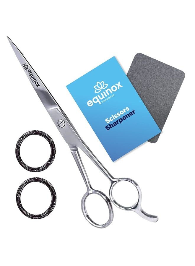 Equinox International , Professional Hair Scissors, Hair Cutting Scissors Professional, 6.5” Overall Length, Barber Scissors For Men & Women, Premium Shears For Salon & Home Use (Ice Tempered, Silver) - Image 1