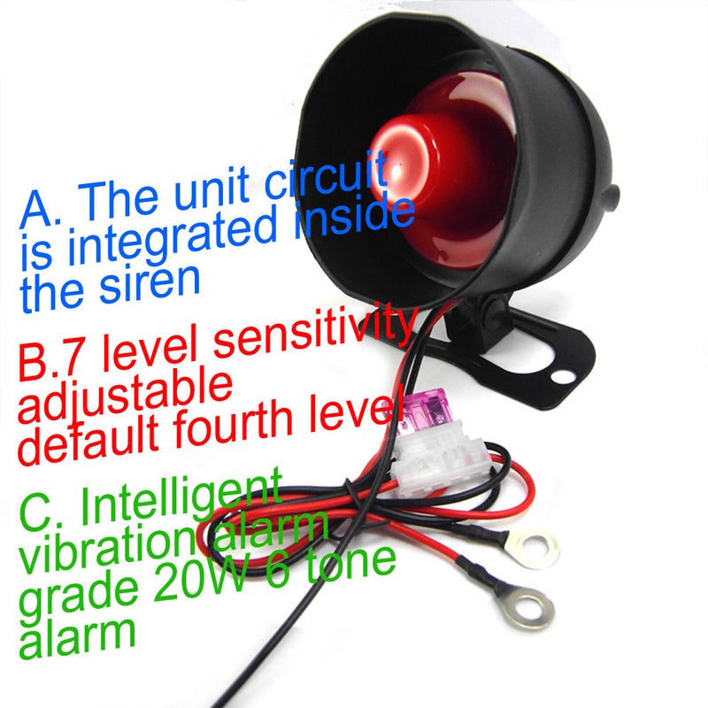 Universal Car Alarm Non-Destructive Installation 12 V Automobile Protecting System Device 7-Levels Sensitivity Vehicle Alarm System with 2 Remote Controllers - Image 5