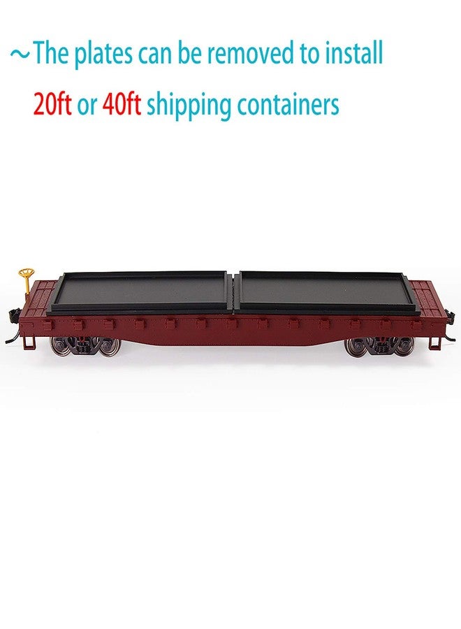 Evemodel C8741 2pcs HO Scale 1:87 52' Flat Car Flatbed Transporter 52ft Model Train Container Carriage Freight Car (Claret) - Image 5