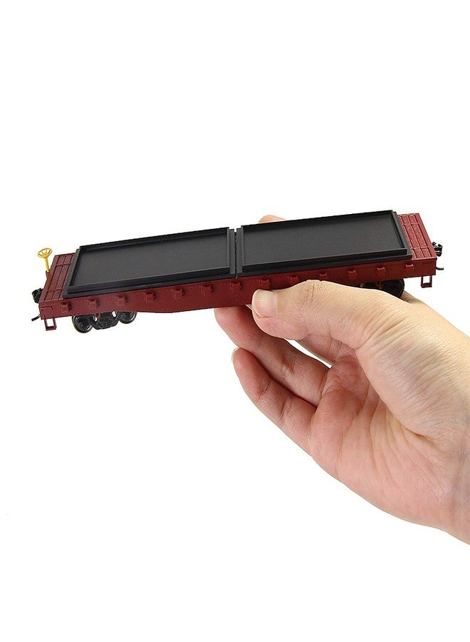 Evemodel C8741 2pcs HO Scale 1:87 52' Flat Car Flatbed Transporter 52ft Model Train Container Carriage Freight Car (Claret) - Image 3