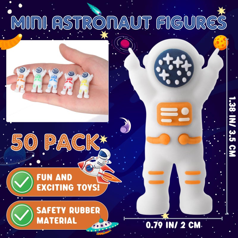 Sonwyoung 50 Pcs Mini Astronaut Figurines, Miniature Astronaut Toy Spaceman Figures for Kids Space Party Favor Easter Egg Stuffers Birthday PiÃ±ata Classroom Gift Prize Reward Goodie Bag (Multicolor) - Image 2