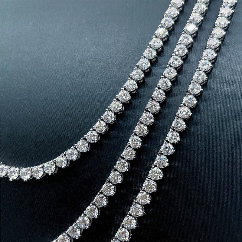 Cross-border European and American tennis necklace three-claw single row 4mm zircon chain jewelry men and women hip hop jewelry niche design - Image 4