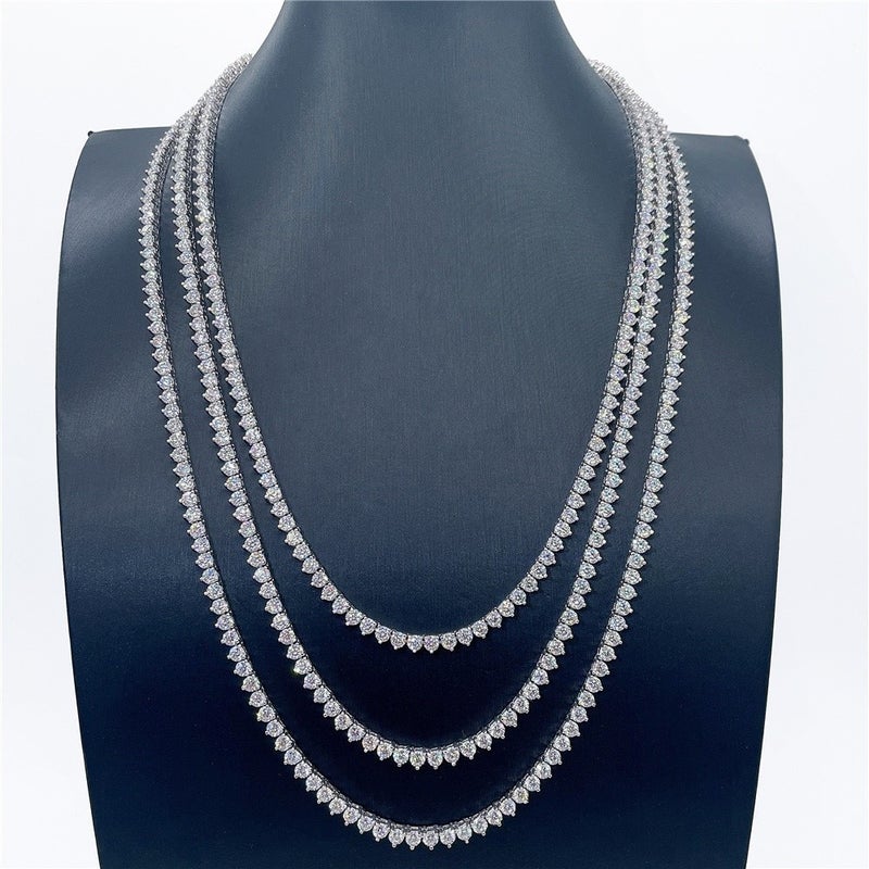 Cross-border European and American tennis necklace three-claw single row 4mm zircon chain jewelry men and women hip hop jewelry niche design - Image 3