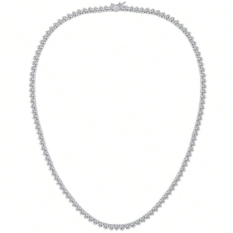 Cross-border European and American tennis necklace three-claw single row 4mm zircon chain jewelry men and women hip hop jewelry niche design - Image 1