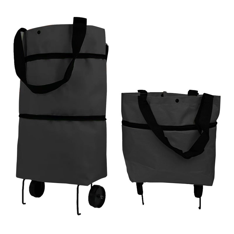 Vikooyes Collapsible Shopping Grocery Bag With Wheels Rolling Tote Bag With Wheels Large Reusable Shopping BagsBlackLarge - Image 2