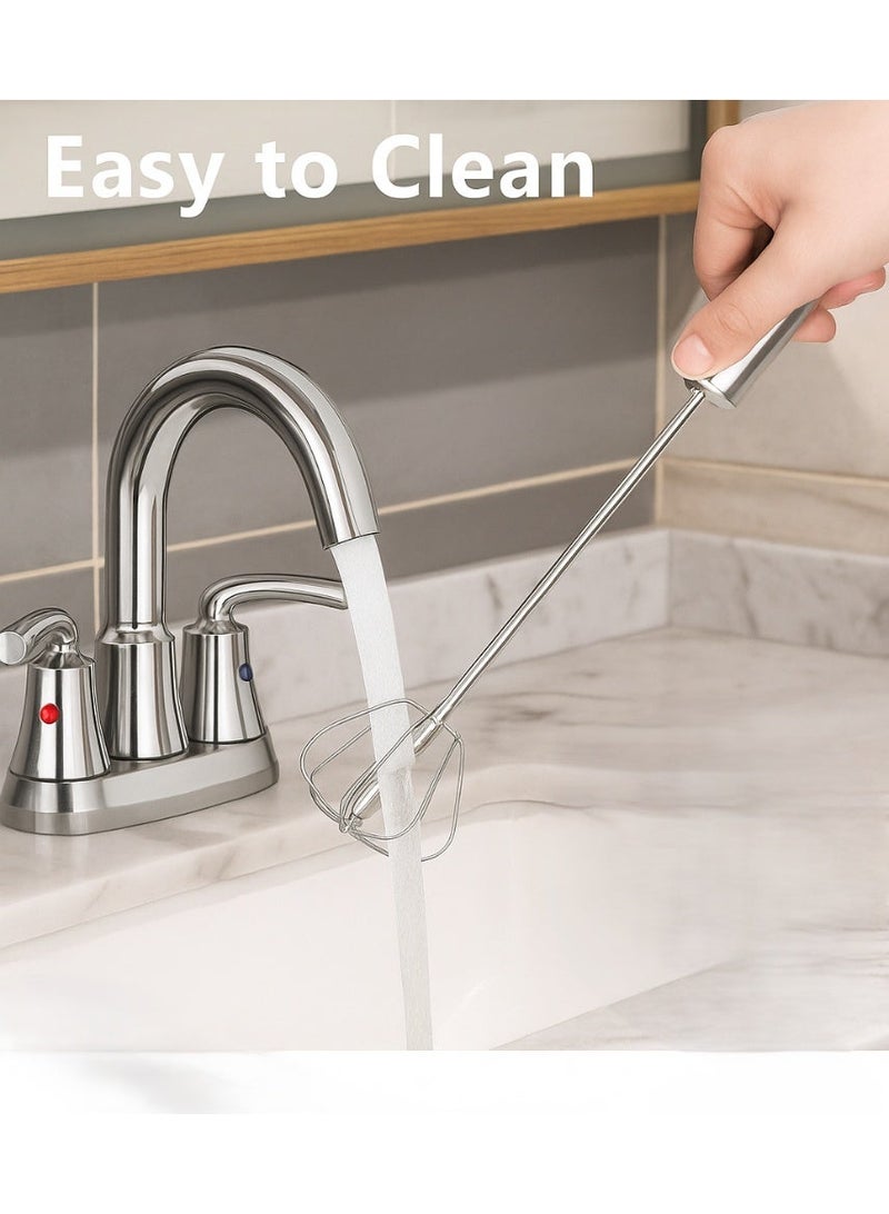 Top Choice Stainless Steel Hand Push Whisk | Semi-Automatic Egg Beater & Milk Frother | 10 Inch Manual Mixer | Food-Grade Steel, Rustproof, Easy to Clean | Kitchen Tools (Silver) - Image 4