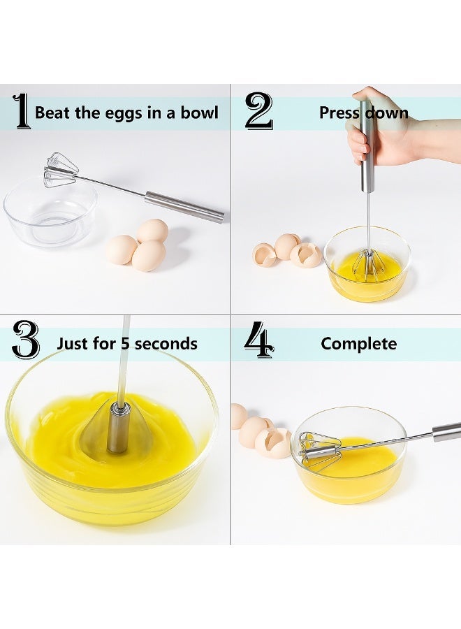 Top Choice Stainless Steel Hand Push Whisk | Semi-Automatic Egg Beater & Milk Frother | 10 Inch Manual Mixer | Food-Grade Steel, Rustproof, Easy to Clean | Kitchen Tools (Silver) - Image 5