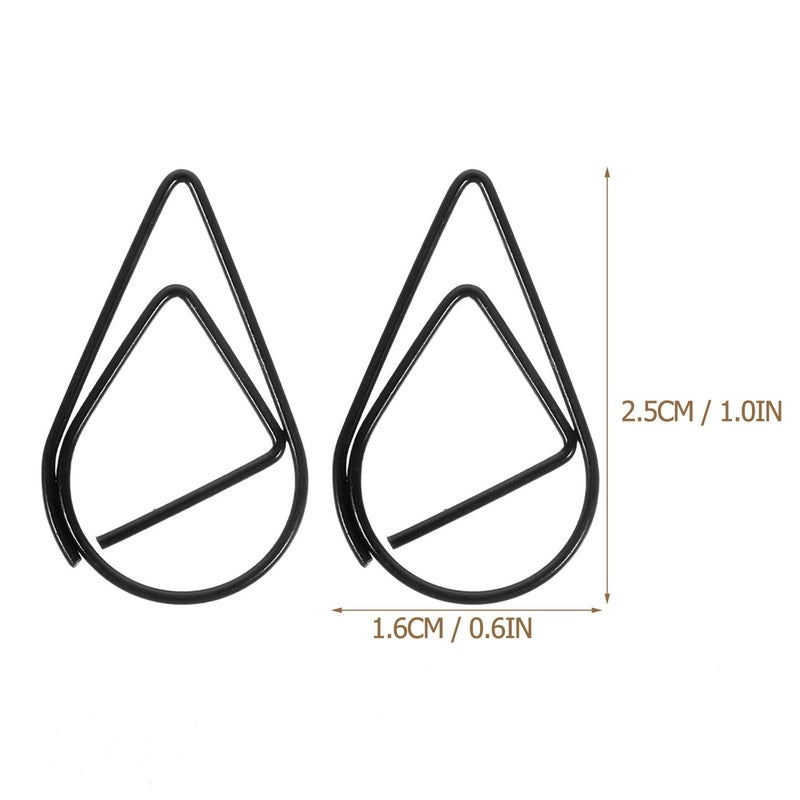 Small Black Metal Paper Clips 0 8mm Drop Shaped 100pcs For Office School Organization - Image 3