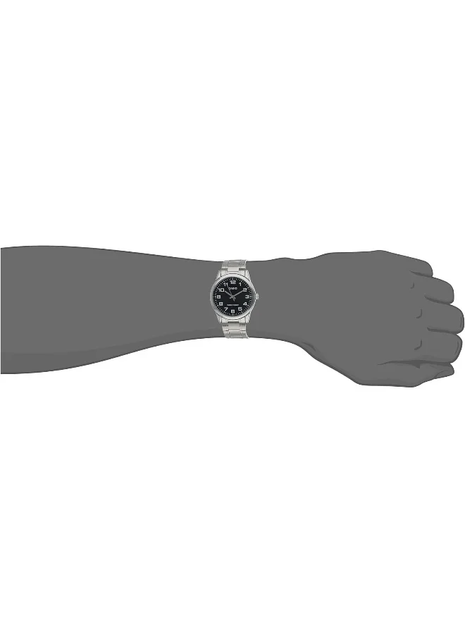 CASIO Men's Men's Watch - MTP-V001D-1BUDF Black Dial, Silver Band