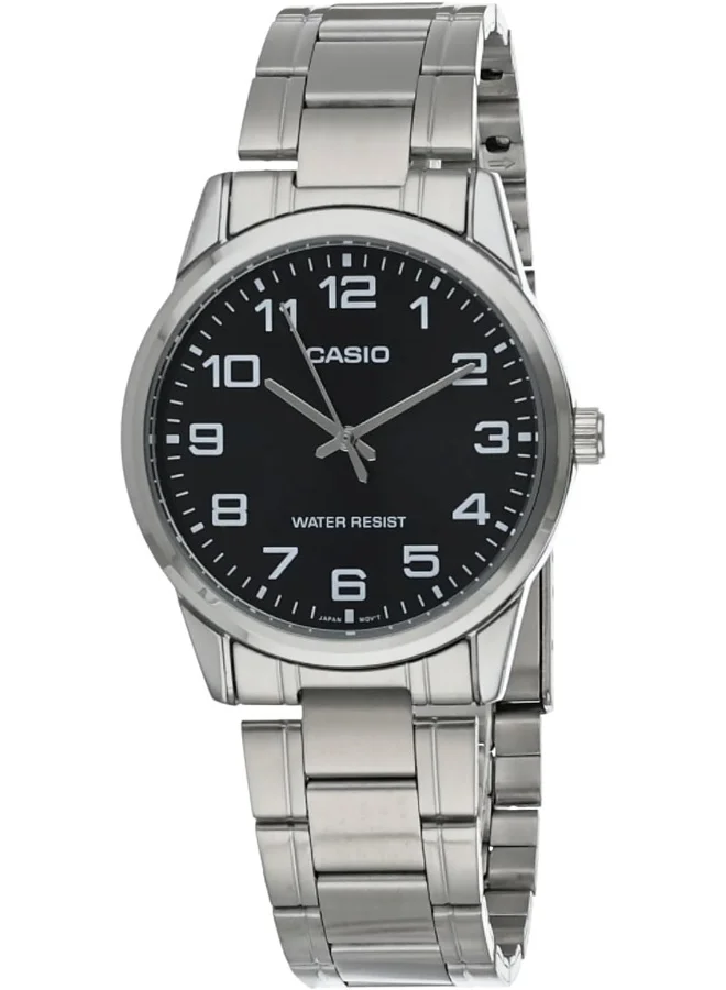 CASIO Men's Men's Watch - MTP-V001D-1BUDF Black Dial, Silver Band