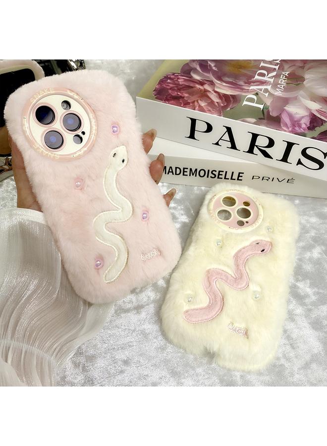 S-TOP Case For iPhone 16 Plus Snake Embroidery Plush Silicone Phone Case - Image 5