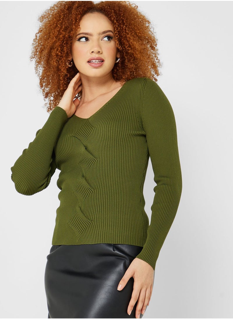 ONLY - V-Neck Knitted Sweater - Image 1