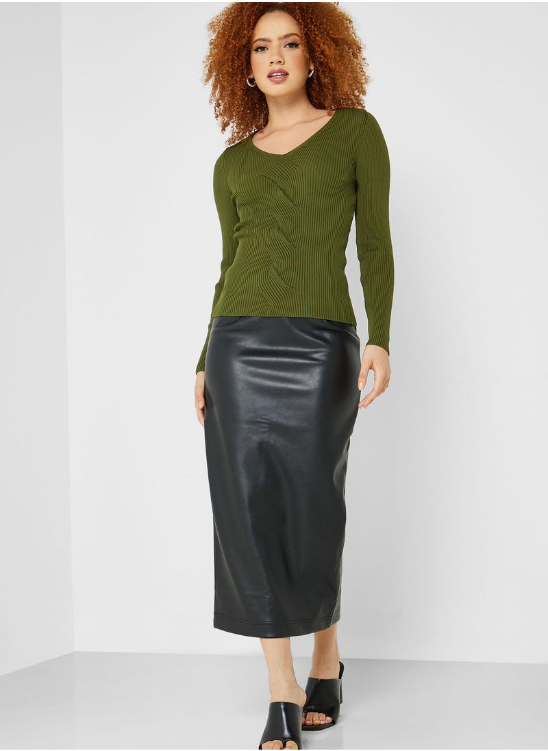 ONLY - V-Neck Knitted Sweater - Image 1