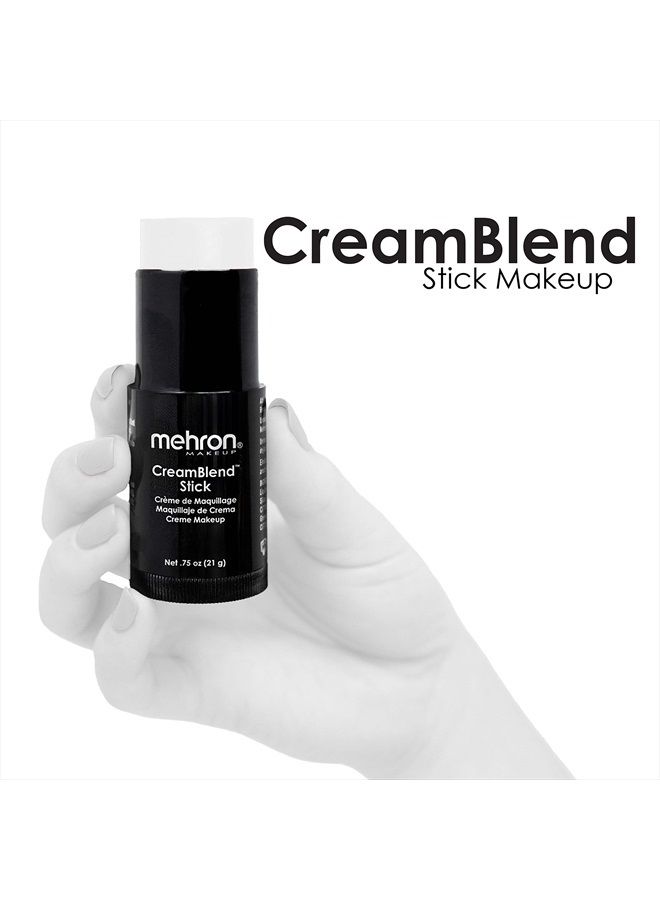 mehron عصا كريم مكياج كريم بليند | طلاء وجه، طلاء جسم، وكريم أساس مكياج | عصا طلاء جسم 0.75 أونصة (21 جرام) (أبيض) - Image 2