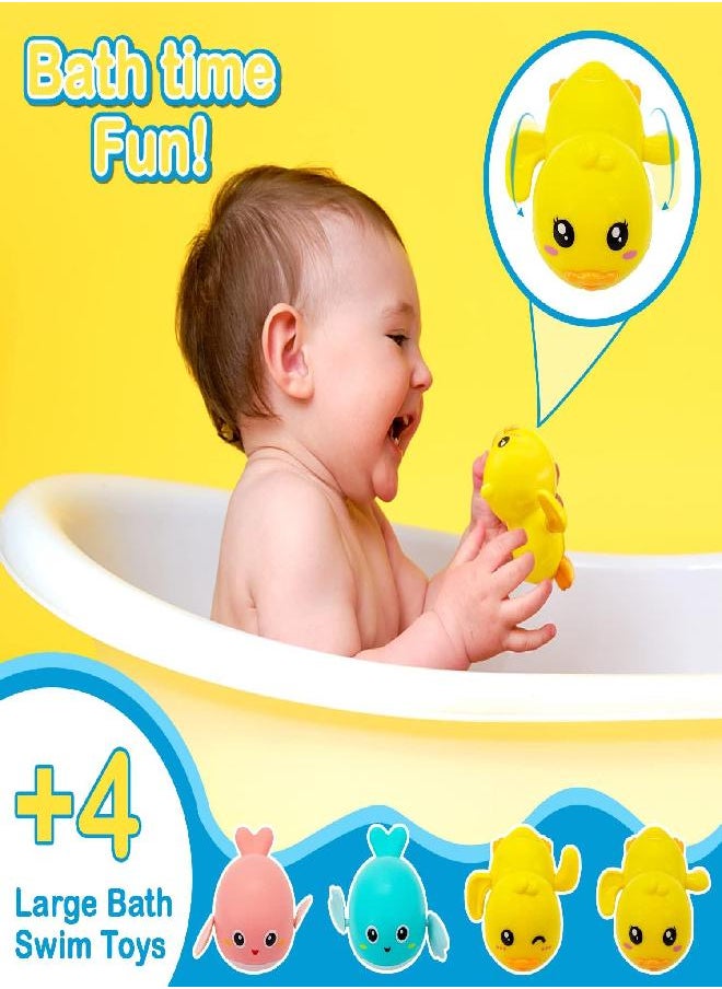 Kiditos - Kiditos Magnetic Fishing Toys Game Set with 4 Bathtub Tub Toys, Swimming Pool Toy, Colorful Ocean Sea Animals, Fishing Pole Rod Net, Fishing Game for Toddler Kids Age 3 4 5 6, 2 -4 Players Gift - Image 1