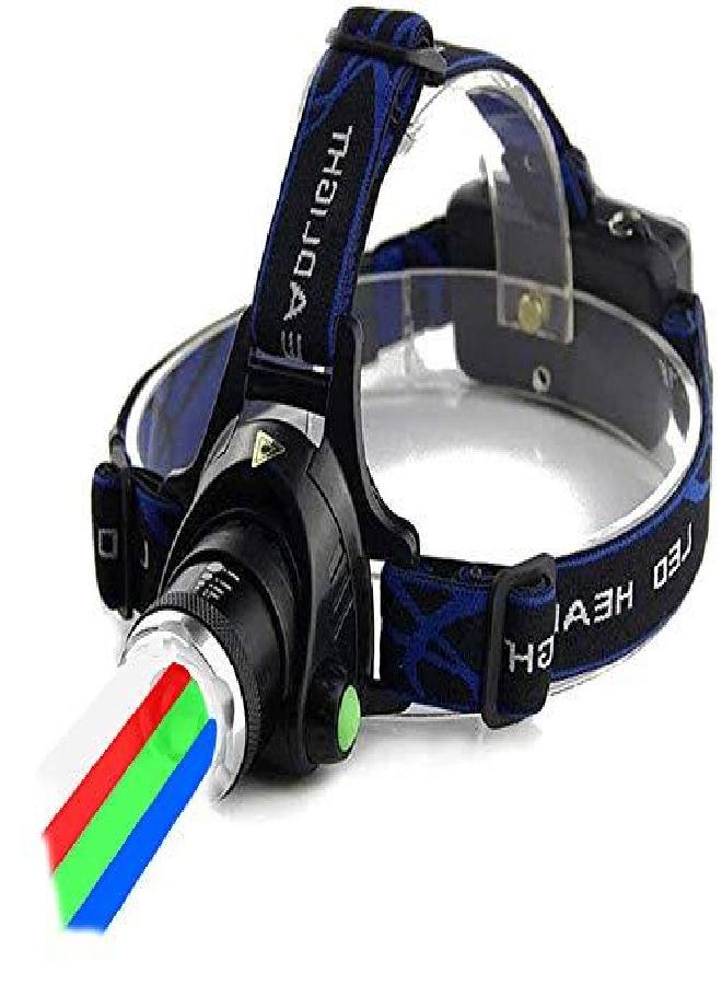 TotaLohan 4 in 1 Multicolor Headlamp 800 Lumen Zoomable One Mode White Red Green Blue Light, Hunting Headlight - Image 1
