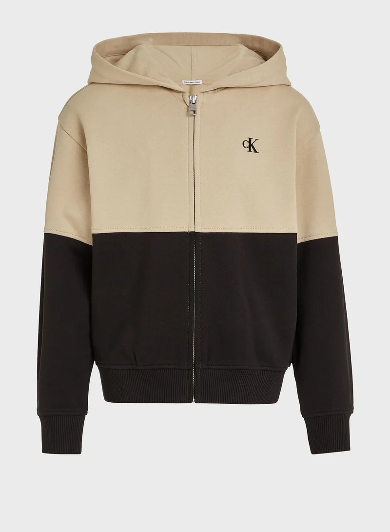 Calvin Klein Jeans Youth Color Block Zip Through Hoodie