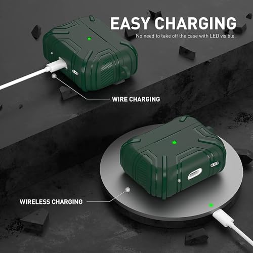 Mizi Rugged Case for Air Pods Pro 2nd Generation 2022/2023 (USB-C/Lightning Cable) / Airpod Pro 2019 Release, Hard Protective Cover - Green - Image 5