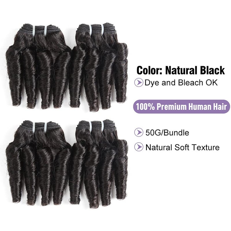 Molefi Brazilian Funmi Hair Loose Wave 4 Bundles Spiral Curl Hair Bundles Short Curly Weave 9A Unprocessed Brazilian Human Hair Extensions 50g/pc Full Head Natural Color (8 8 8 8 Inch) - Image 2