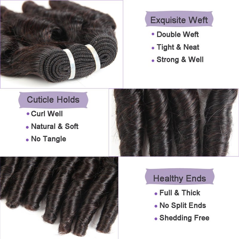 Molefi Brazilian Funmi Hair Loose Wave 4 Bundles Spiral Curl Hair Bundles Short Curly Weave 9A Unprocessed Brazilian Human Hair Extensions 50g/pc Full Head Natural Color (8 8 8 8 Inch) - Image 4