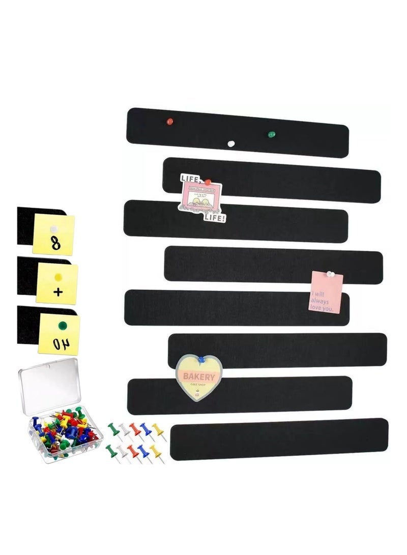 كيلا لوحة إعلانات من نوفولان، شرائط بار، لوحة دبابيس من اللباد، مجموعة من 8 قطع من لوحات المذكرات ذاتية اللصق، 5 × 33 × 1.2 سم، شرائط إعلانات خفيفة الوزن مع 50 دبوسًا، تثبيت على الحائط بدون تلف للملاحظات والصور والجداول الزمنية - Image 1