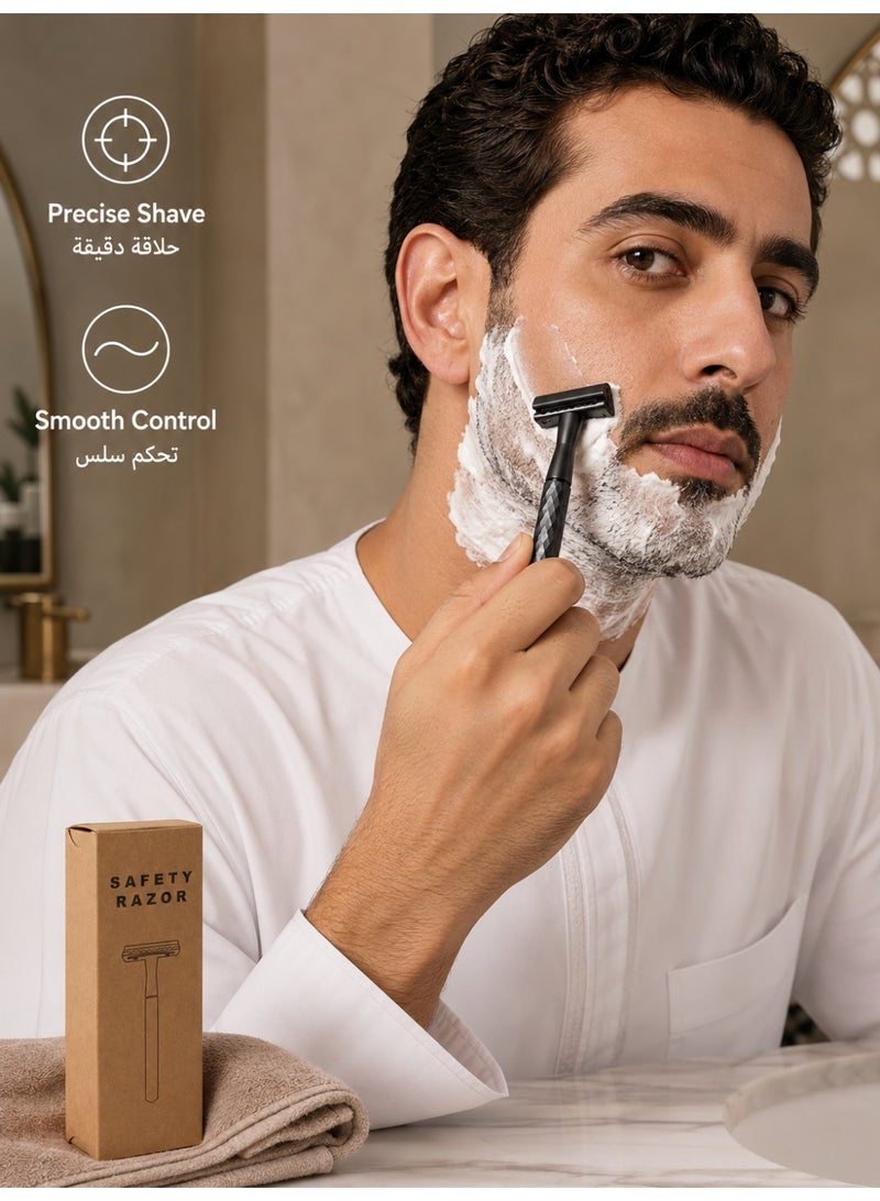 Double Blade Safety Razor with Zinc Alloy Handle, Exclusive diamond patterned handle design - 016 Black - Image 5