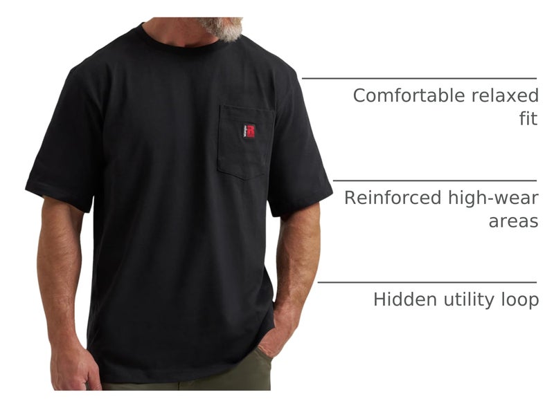 Wrangler Short Sleeve Pocket T-Shirt, Black, XX-Large Tall - Image 4