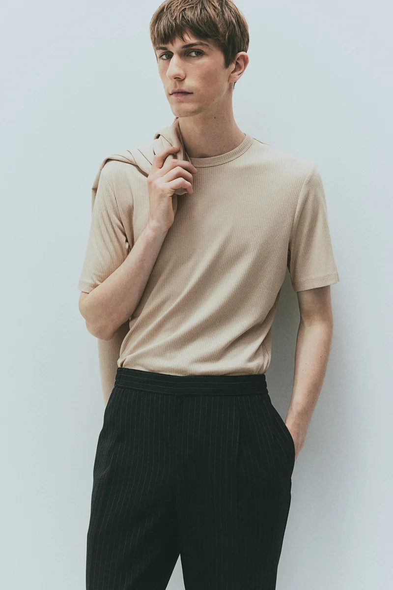 H&M Slim Fit Ribbed T-shirt