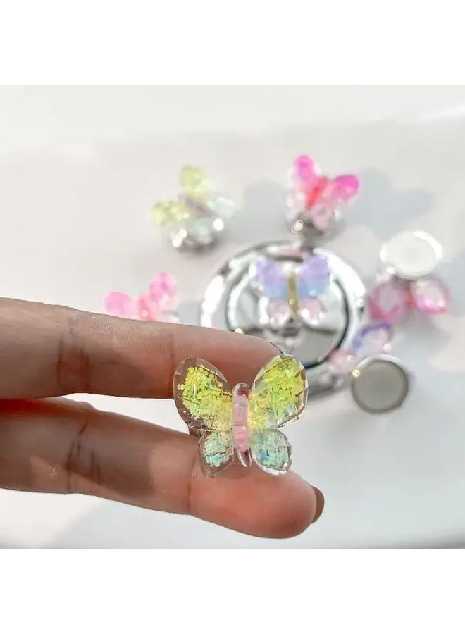 4 PCS Butterfly Toilet Flush Handle Set Self Adhesive Durable Resin Easy Press Multicolor - Image 4