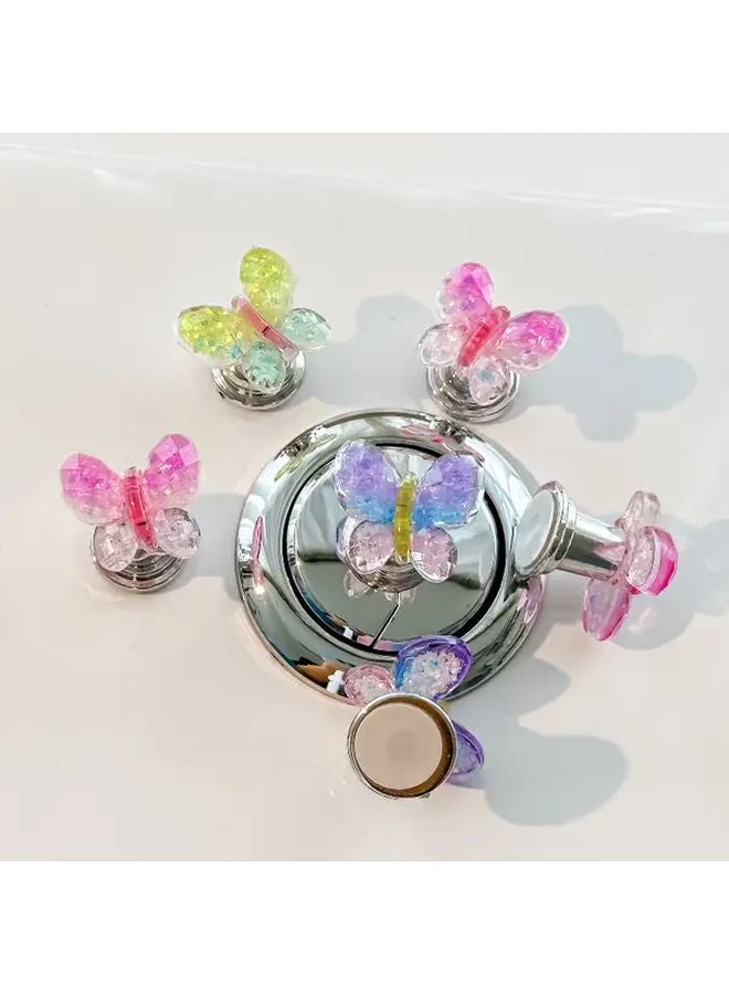 4 PCS Butterfly Toilet Flush Handle Set Self Adhesive Durable Resin Easy Press Multicolor - Image 3