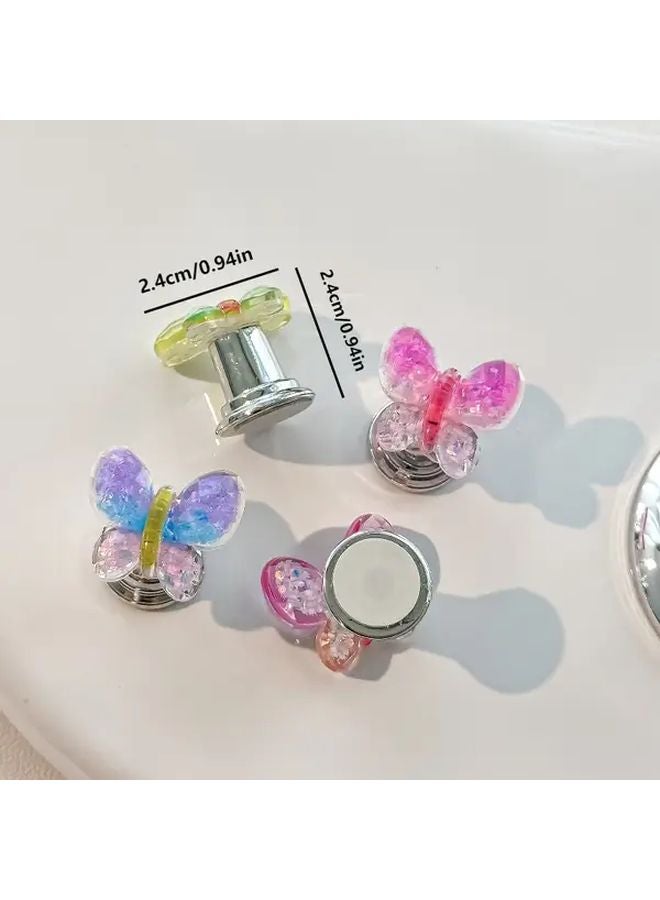 4 PCS Butterfly Toilet Flush Handle Set Self Adhesive Durable Resin Easy Press Multicolor - Image 5