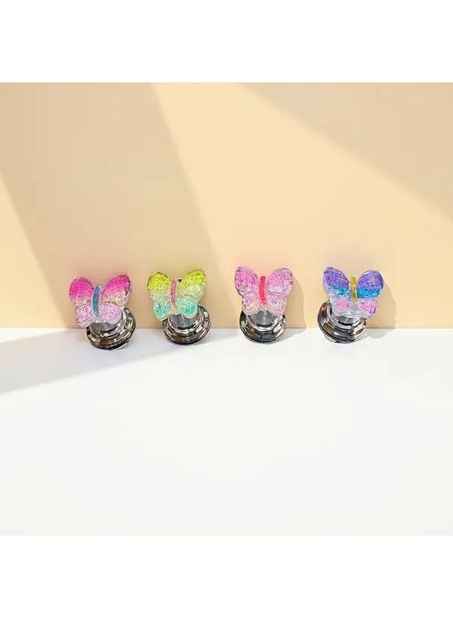 4 PCS Butterfly Toilet Flush Handle Set Self Adhesive Durable Resin Easy Press Multicolor - Image 1