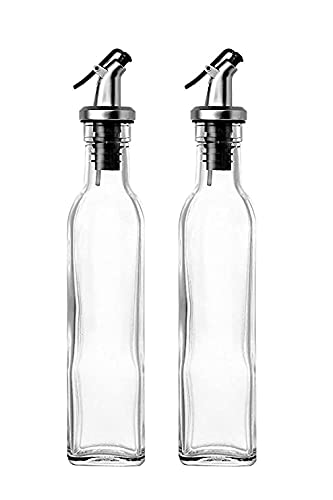 ATC Enterprise Oil Dispenser with Anti Slip Covers Vinegar Cruet Bottle Salad Dressing Cruet Glass Bottle Air Tight Oil Bottle 500 ml Set of 2 - Image 1