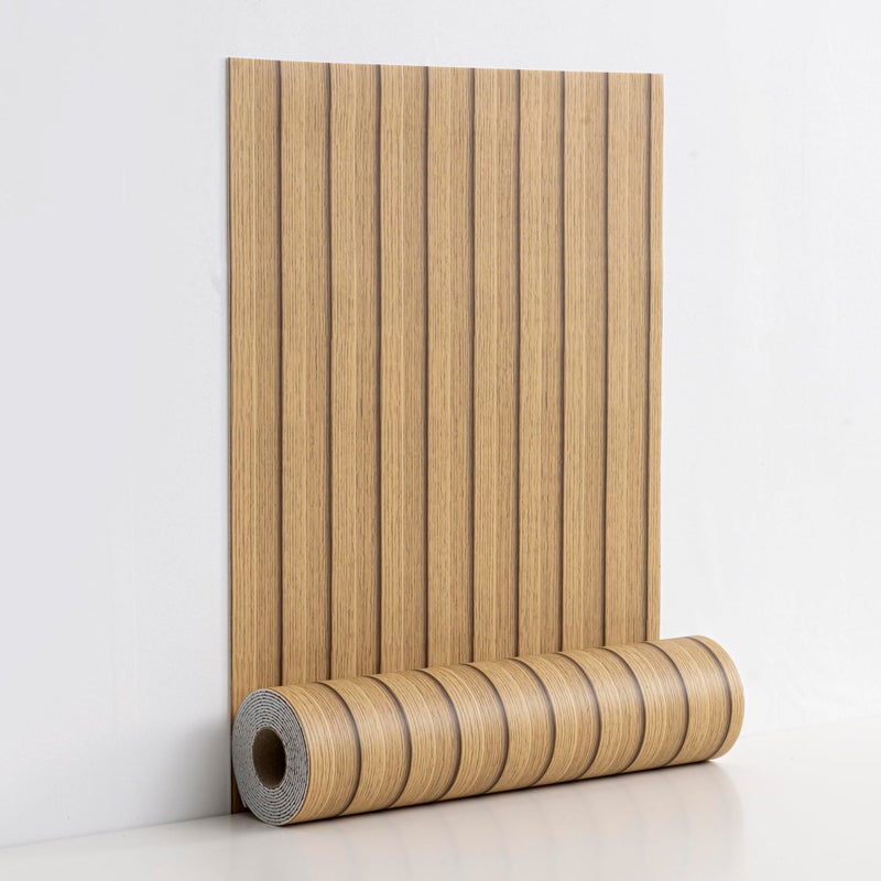Haimin Wood Grain Slat Wall Panels Peel and Stick Faux Wood Thick Wallpaper 118"x15.75" Waterproof PET & IXPE Foam Paneling (Yellow Oak) - Image 1