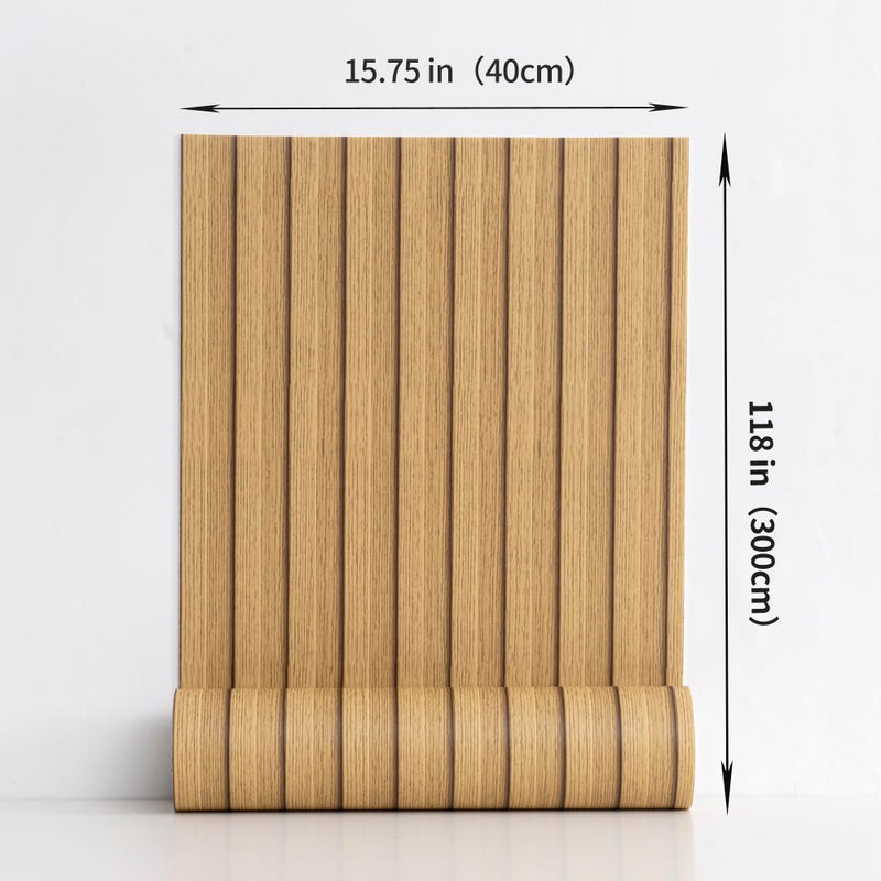 Haimin Wood Grain Slat Wall Panels Peel and Stick Faux Wood Thick Wallpaper 118"x15.75" Waterproof PET & IXPE Foam Paneling (Yellow Oak) - Image 3