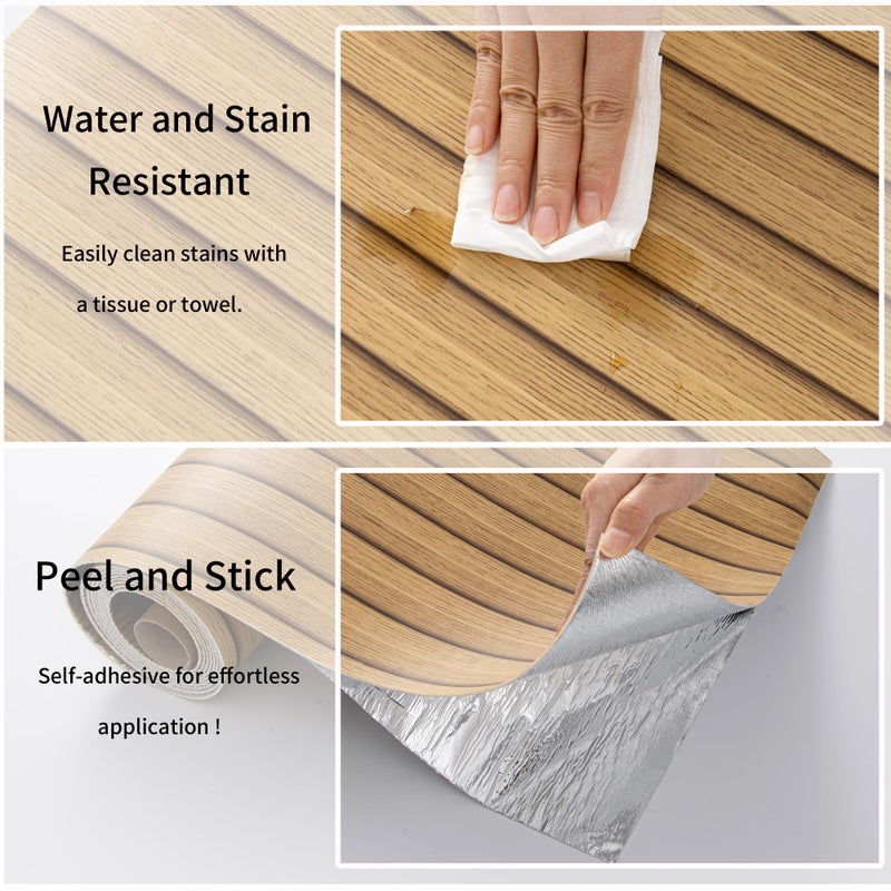 Haimin Wood Grain Slat Wall Panels Peel and Stick Faux Wood Thick Wallpaper 118"x15.75" Waterproof PET & IXPE Foam Paneling (Yellow Oak) - Image 5