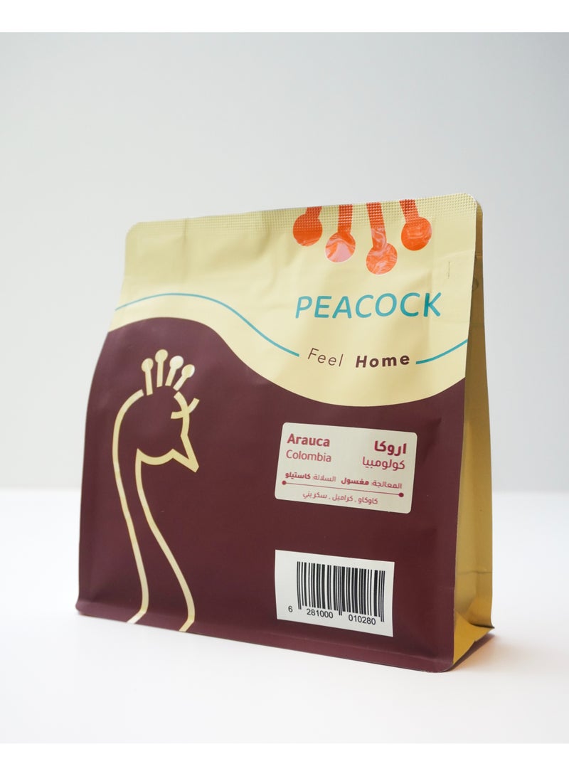 Peacock Coffee Beans Colombia Arauca Washed Filter And Espresso 250 Gm