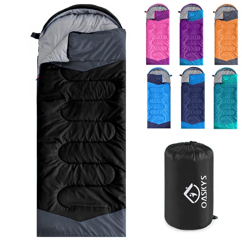 oaskys Camping Sleeping Bag 3 Season Warm Cool Weather Summer Spring Fall Lightweight Waterproof for Adults Kids Camping Gear Equipment Traveling and Outdoors
