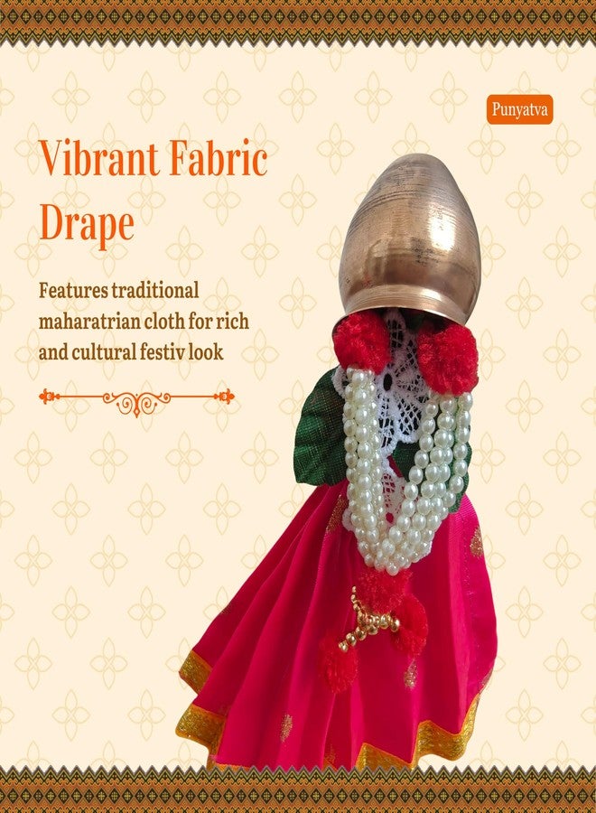 PUNYATVA Readymade Gudhi (Pink, Butti, 8 inch) – Gudi Padwa Showpiece | Maharashtrian Festival GudiPadwa Stand | GudhiPadwa Gift, Home & Office Décor, Traditional GudiPadva Decoration - Image 5