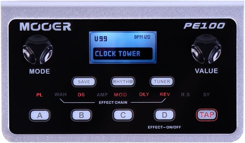 Mooer PE100 مضخم صوت محمول متعدد التأثيرات مع آلة الطبول، توقيت TAP، - Image 1
