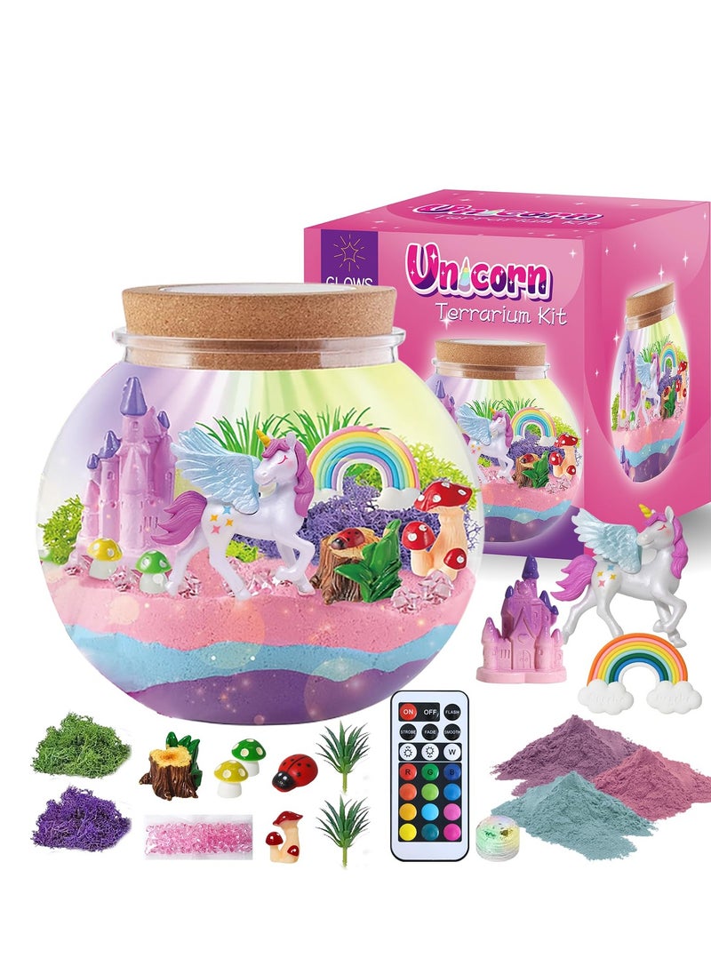 XICEN - Unicorn Terrarium Kit, Kids Luminous Unicorn Toys, DIY Arts and Crafts Set, Crystal Ball Lamp, LED Night Light,  Birthday Gift for Kids Boys Girls - Image 1
