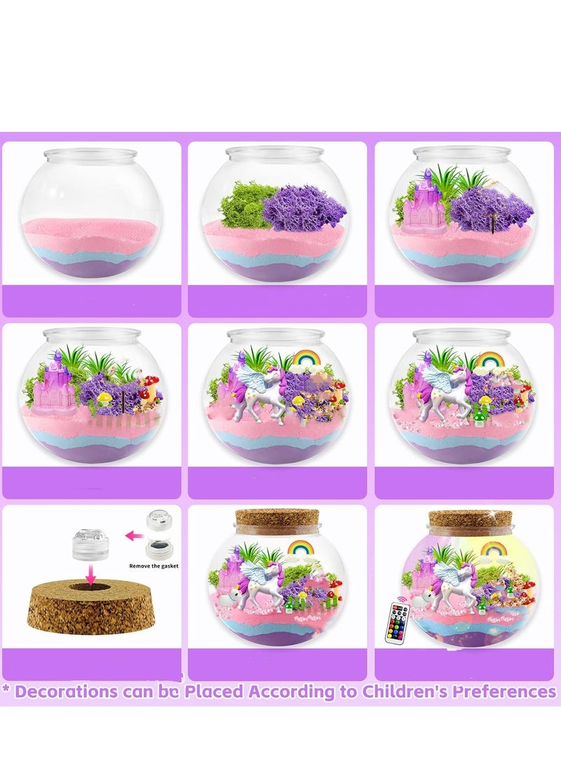 XICEN - Unicorn Terrarium Kit, Kids Luminous Unicorn Toys, DIY Arts and Crafts Set, Crystal Ball Lamp, LED Night Light,  Birthday Gift for Kids Boys Girls - Image 1