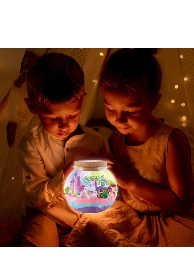 XICEN - Unicorn Terrarium Kit, Kids Luminous Unicorn Toys, DIY Arts and Crafts Set, Crystal Ball Lamp, LED Night Light,  Birthday Gift for Kids Boys Girls - Image 1