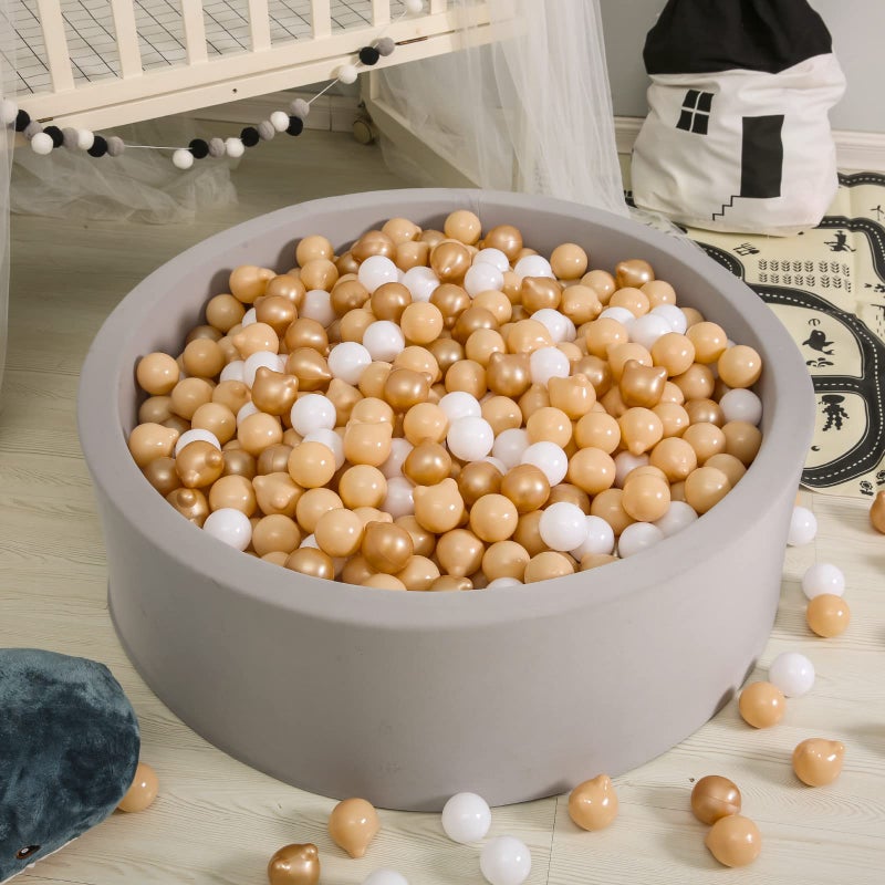 GOGOSO Bear Ball Pit Balls Shapes BPA Free Plastic Play Balls Crush Proof Kids Toddlers Baby Pastel Pelotas Toy Shaped Giant Friendship Bracelet, 2.15inch 100pcs, Brown Beige White - Image 5